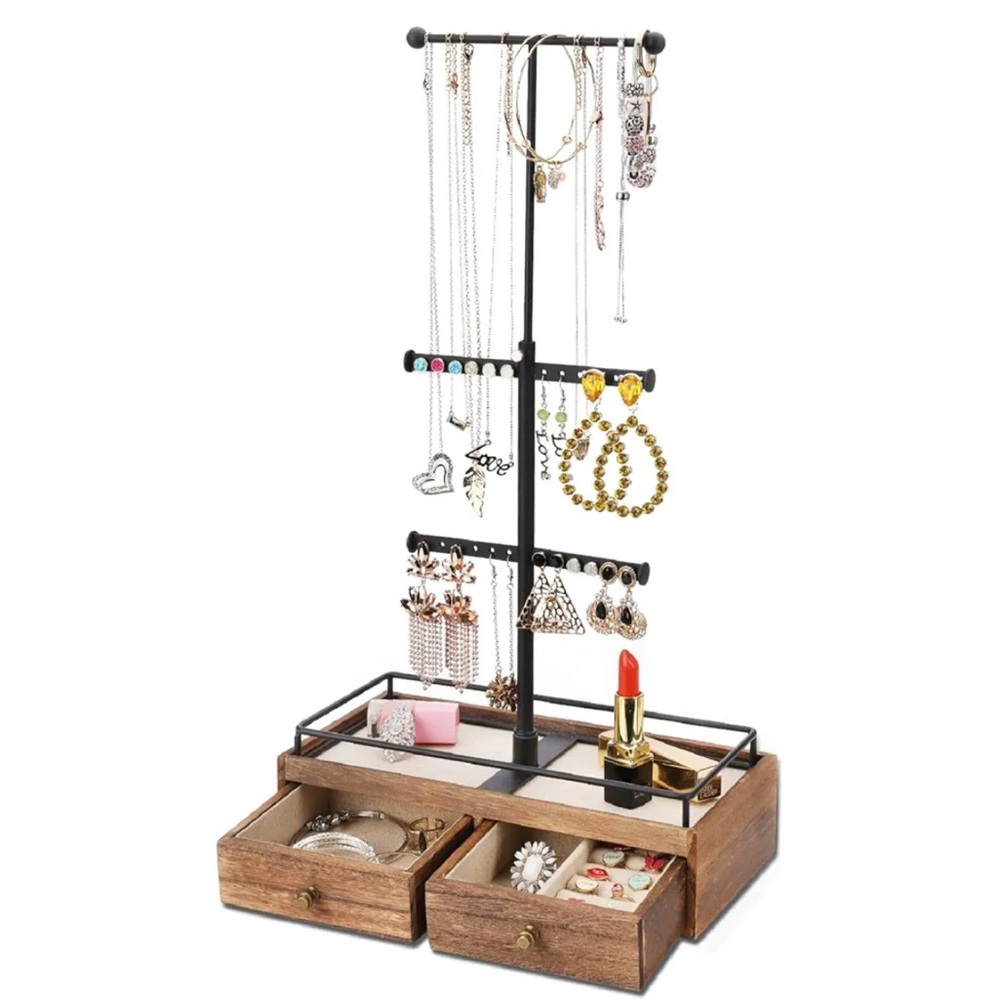 Black and Brown Jewelry Organizer with Drawers